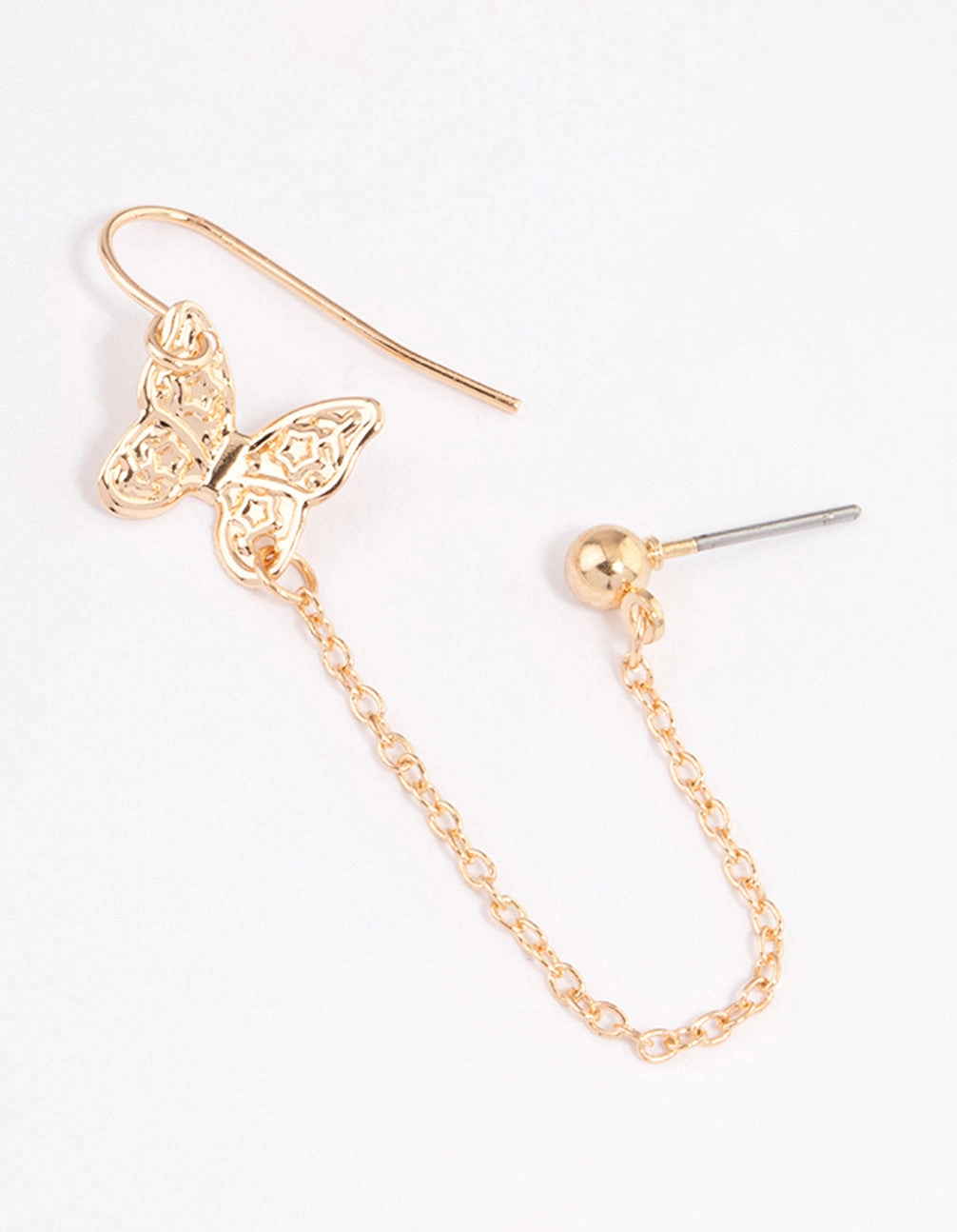 Pretty Item Sturdy Aesthetic Gold Butterfly Drop Chain Earrings