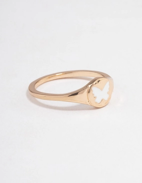 Gold Butterfly Signet Ring Affordable Mark fashion lover