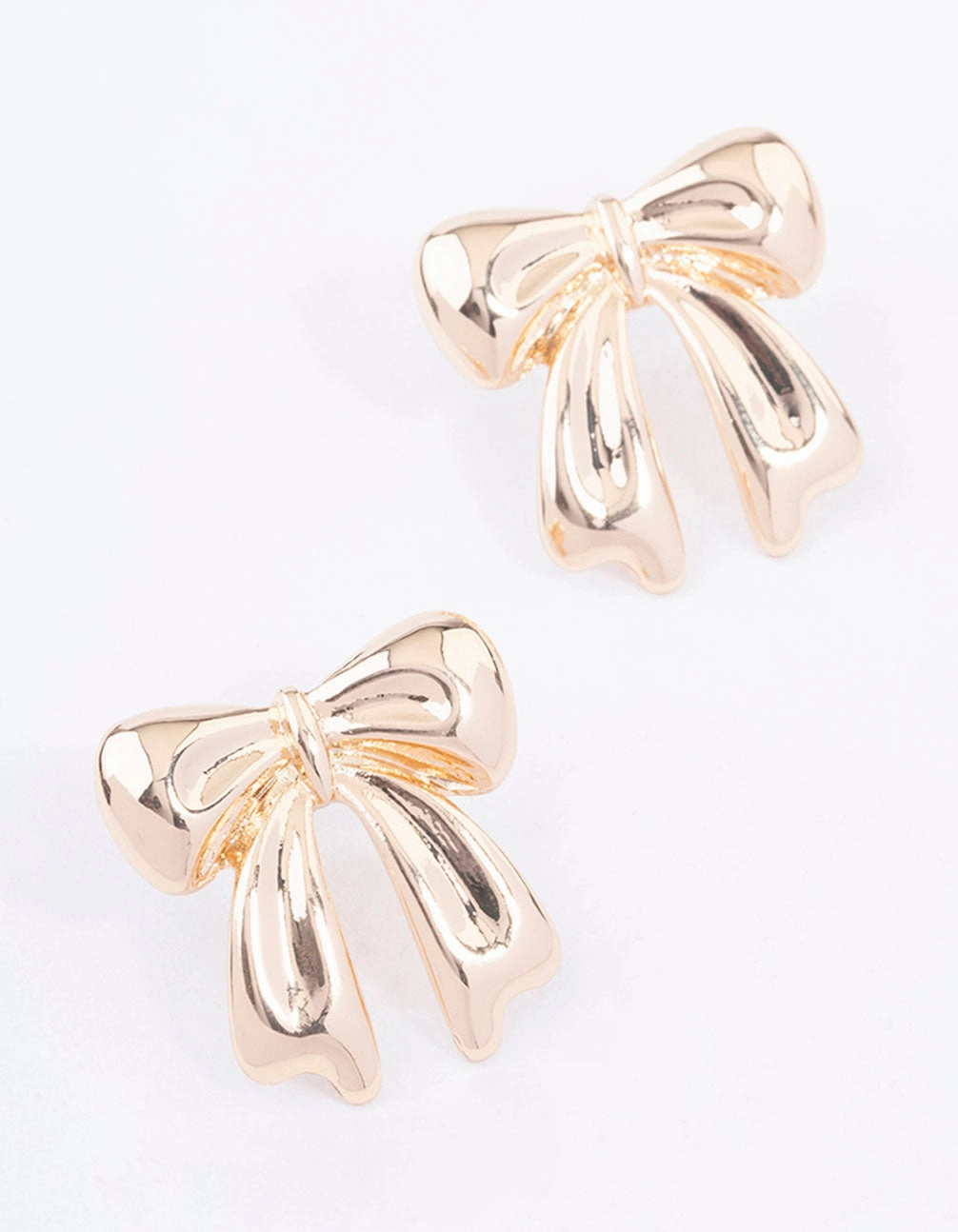 Gold Chubby Bow Stud Earrings Exquisite finish Simple Essential