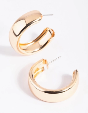 Gold Chubby Medium Hoop Earrings Adorable Ornament