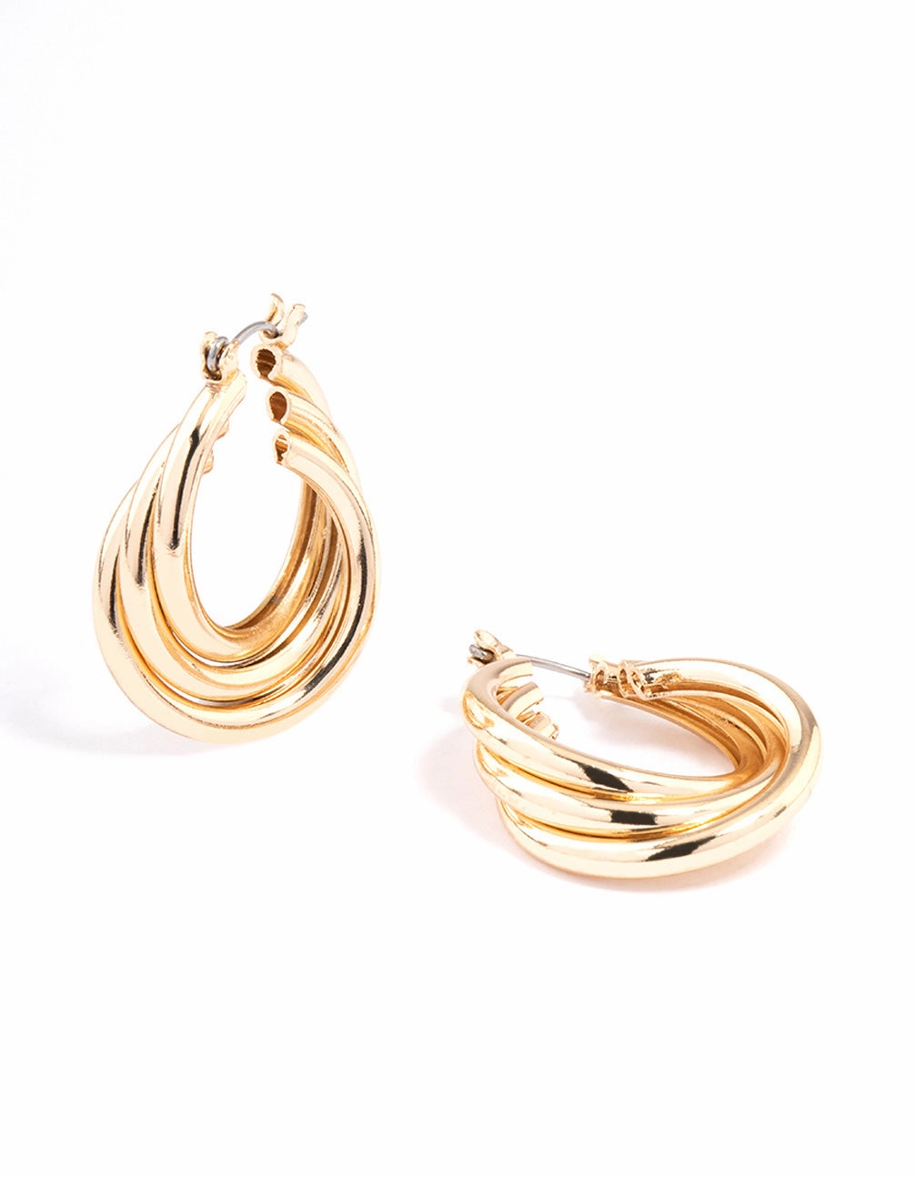 Gold Classic Twisted Hoop Earrings Modernist Decoration