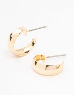 Gold Curved Huggie Earrings Office Item Modern Look