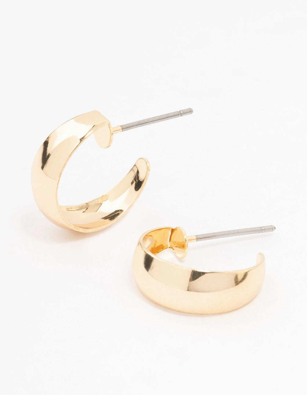 Gold Curved Huggie Earrings Office Item Modern Look
