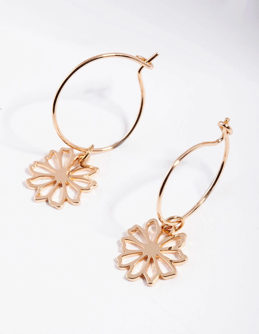 Lustrous Accessory Dull Ornament Gold Dainty Flower Hoop Earrings