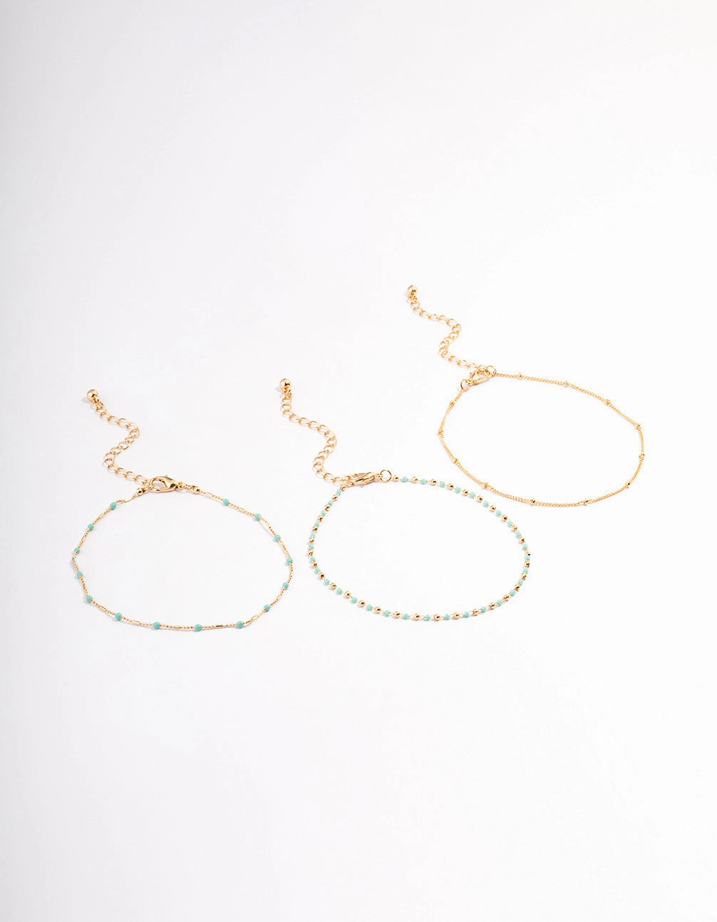 Gold Dainty Turquoise Anklet Pack Lightweight Style Luxury Detail