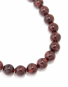 Gold Dark Red Marble Beaded Necklace Everyday Gift