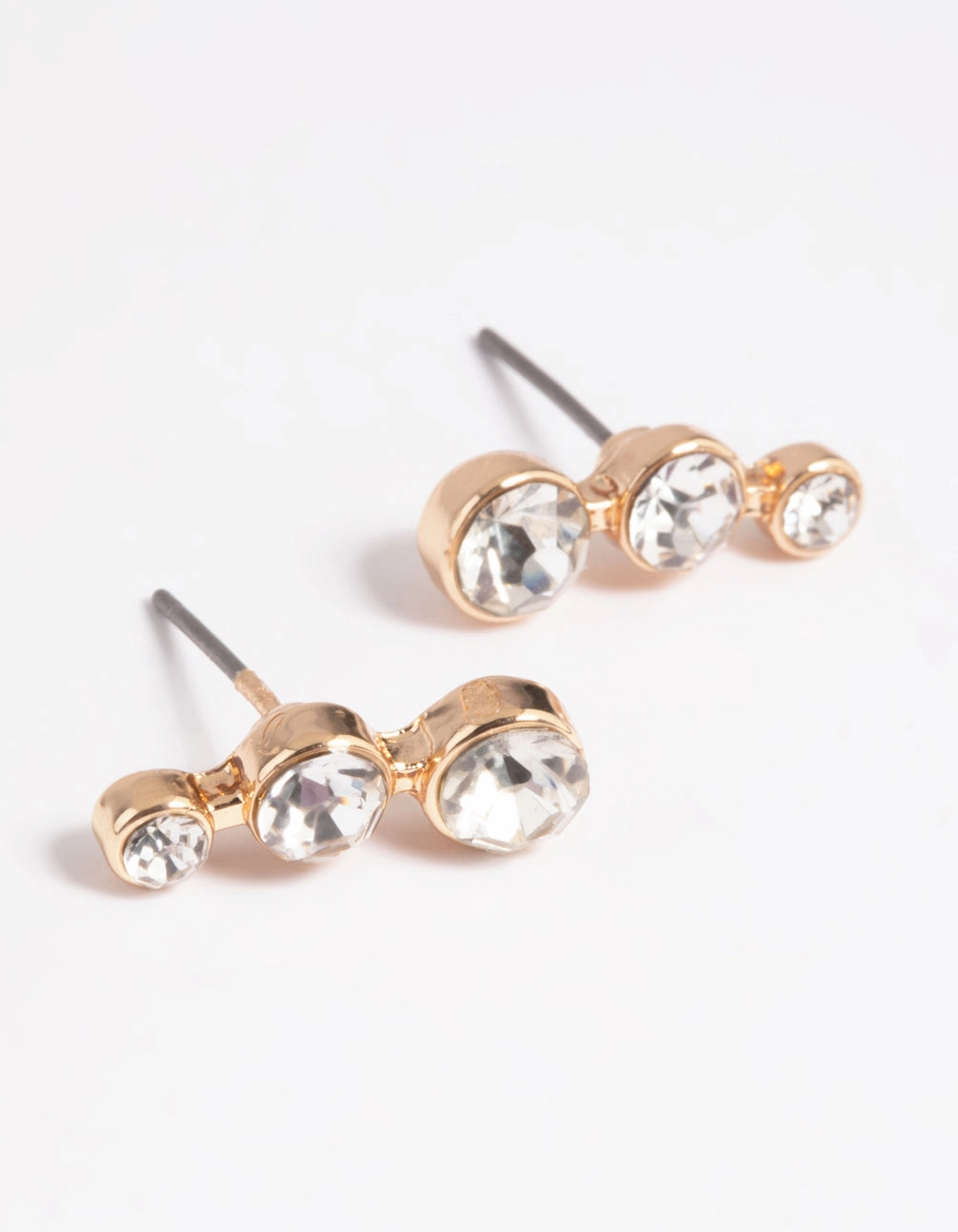 Gold Diamante Crawler Stud Earrings Iridescent Jewelry Neutral Piece