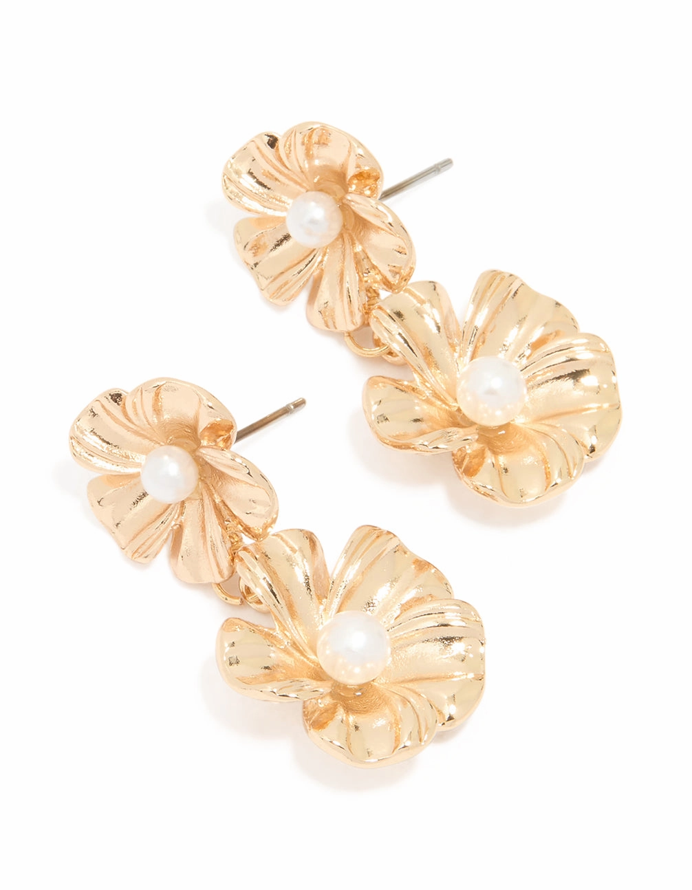 Vintage Embellishment Charming Ornament Gold Diamante Doorknocker Rectangle Stud Earrings