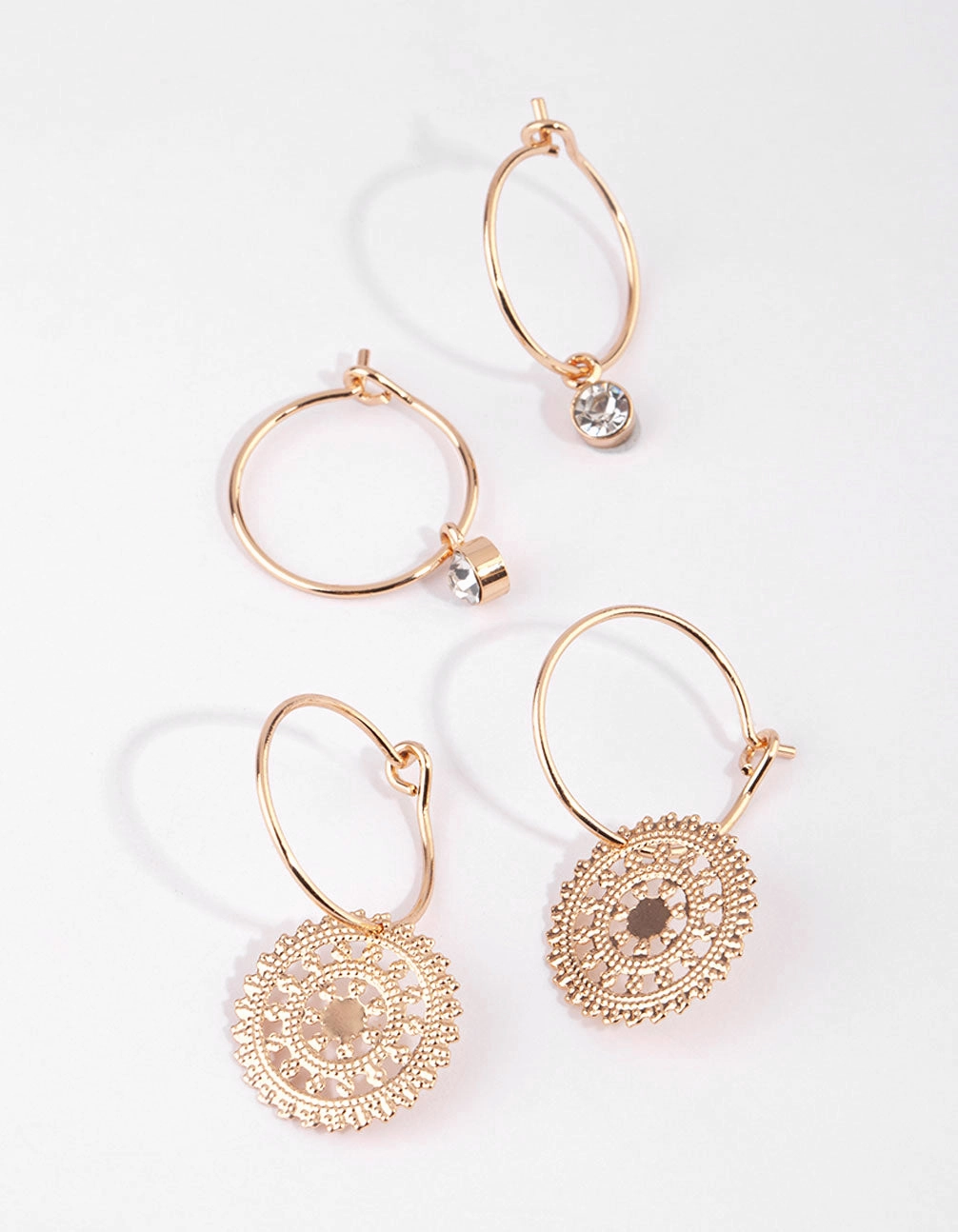 Gold Diamante Hoop Earring Set Corporate Embellishment
