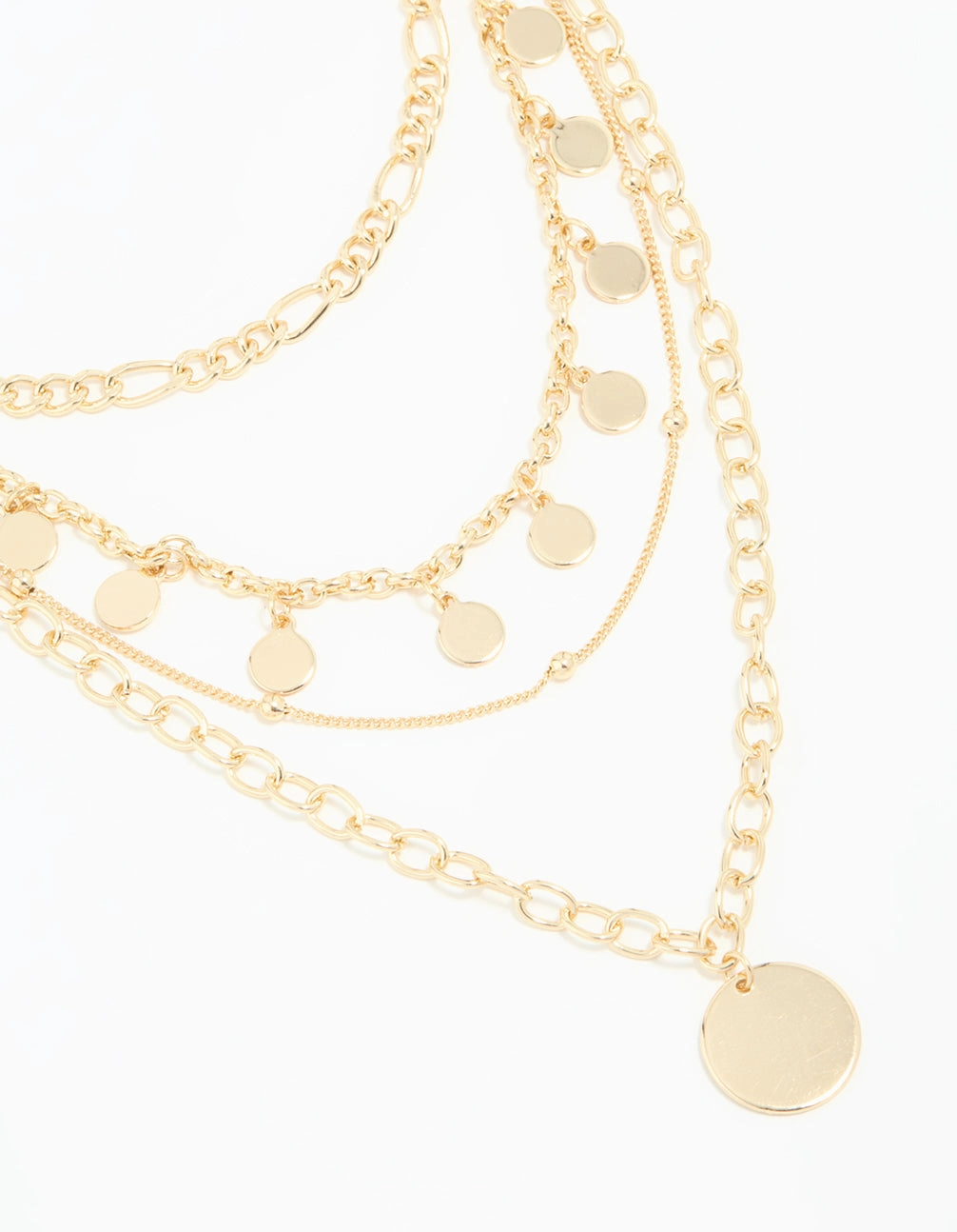 Handmade Gift Gold Disc Charm Layered Necklace