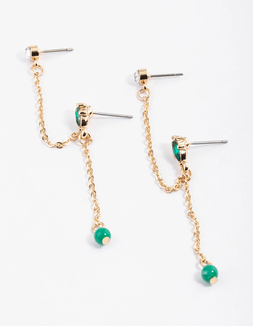 Gold Double Chain Marquise Drop Earrings Winter Jewelry Decorative Option