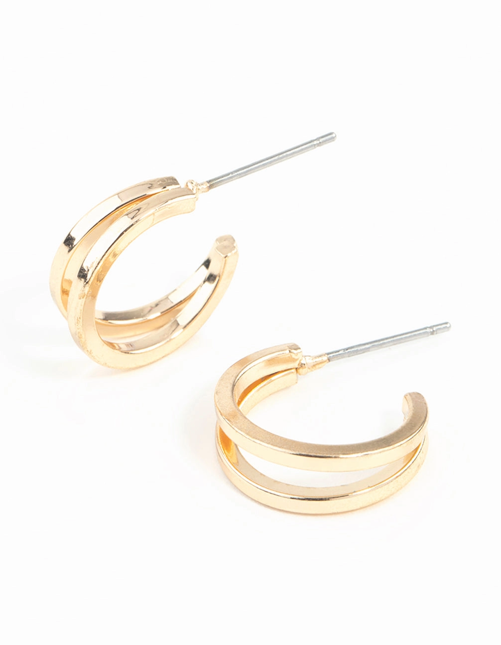 Retro Item Industrial Adornment Gold Double Hoop Earrings