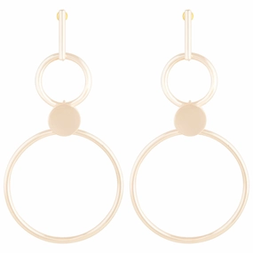 Modern feature Shiny Adornment Gold Double Ring Stick Drop Earrings