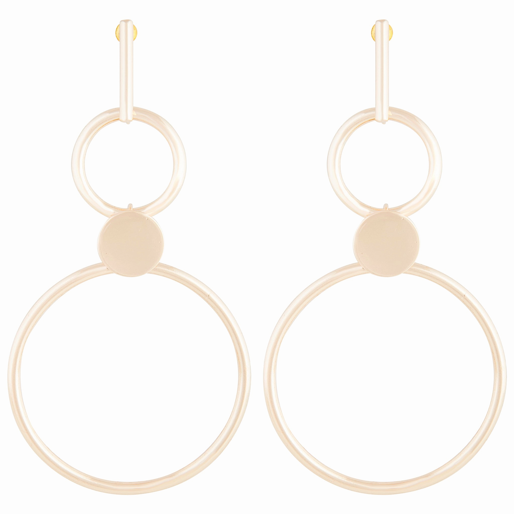 Modern feature Shiny Adornment Gold Double Ring Stick Drop Earrings