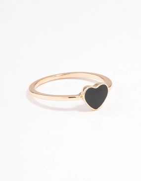 Gold Enamel Heart Ring Durable Construction Adjustable For All