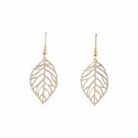 Circular Ornament Gold Filigree Leaf Drop Earrings
