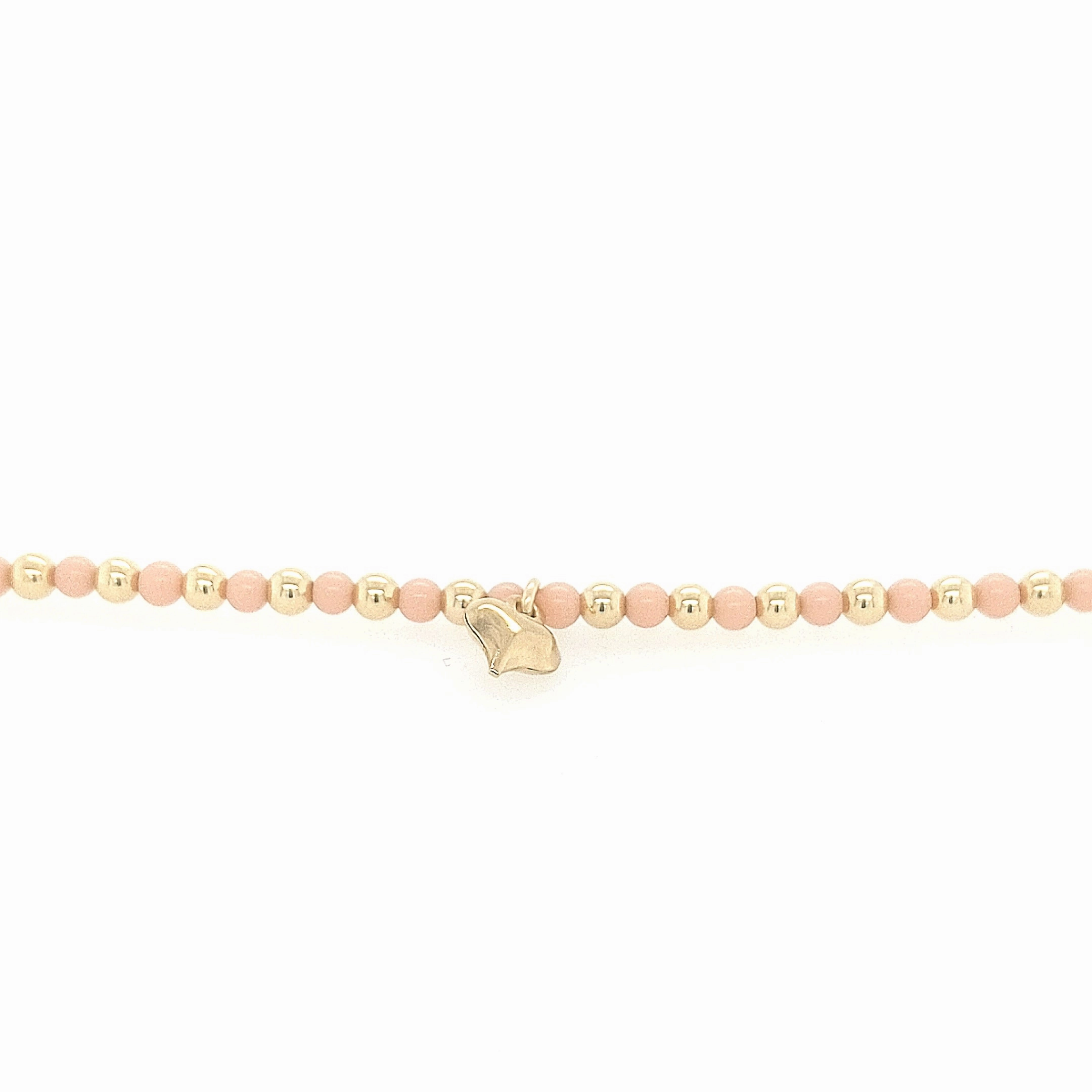 Popular Choice Serendipitous Discovery Gold Filled Alternating Gold and Brushed Beads With Center Gold Puffy Heart Children's Bracelet