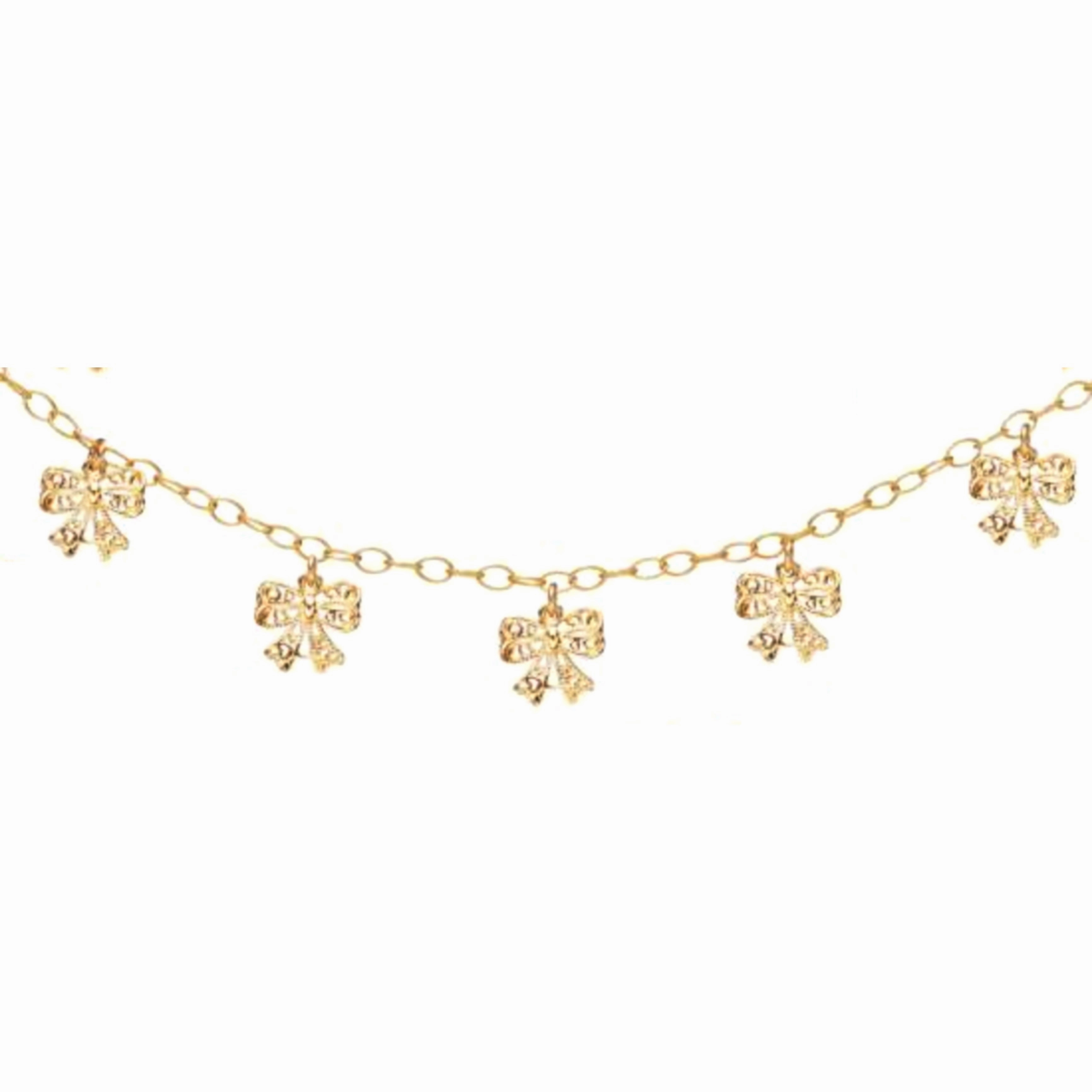 Sudden Vision Gold Filled Bows Hanging Charm Children's Bracelet