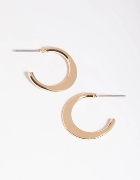 Shiny Must-Have Gold Flat Huggie Hoop Earrings