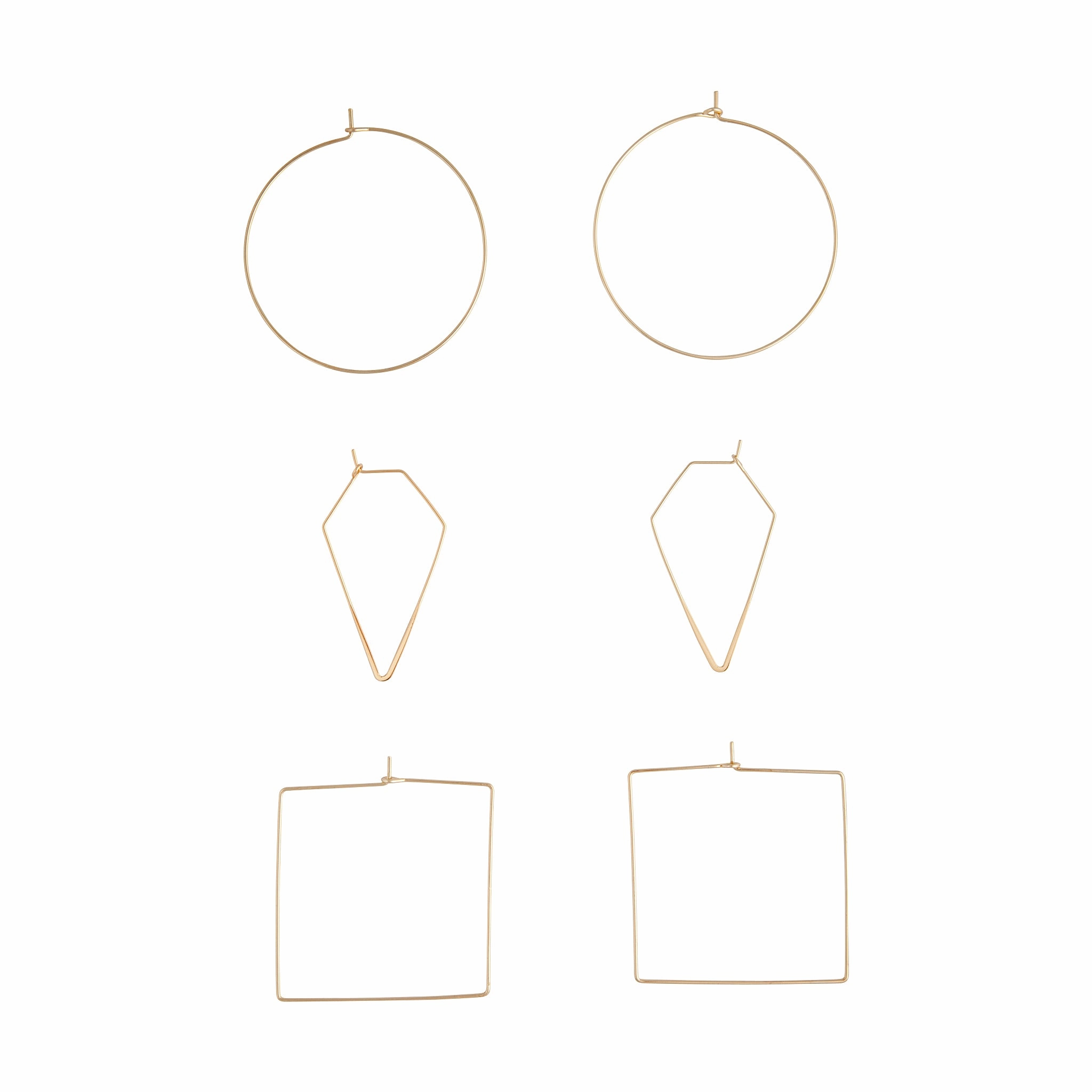 Gold Geometric Fine Hoop Earring Pack Attractive Decoration