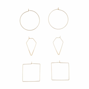 Gold Geometric Fine Hoop Earring Pack Attractive Decoration