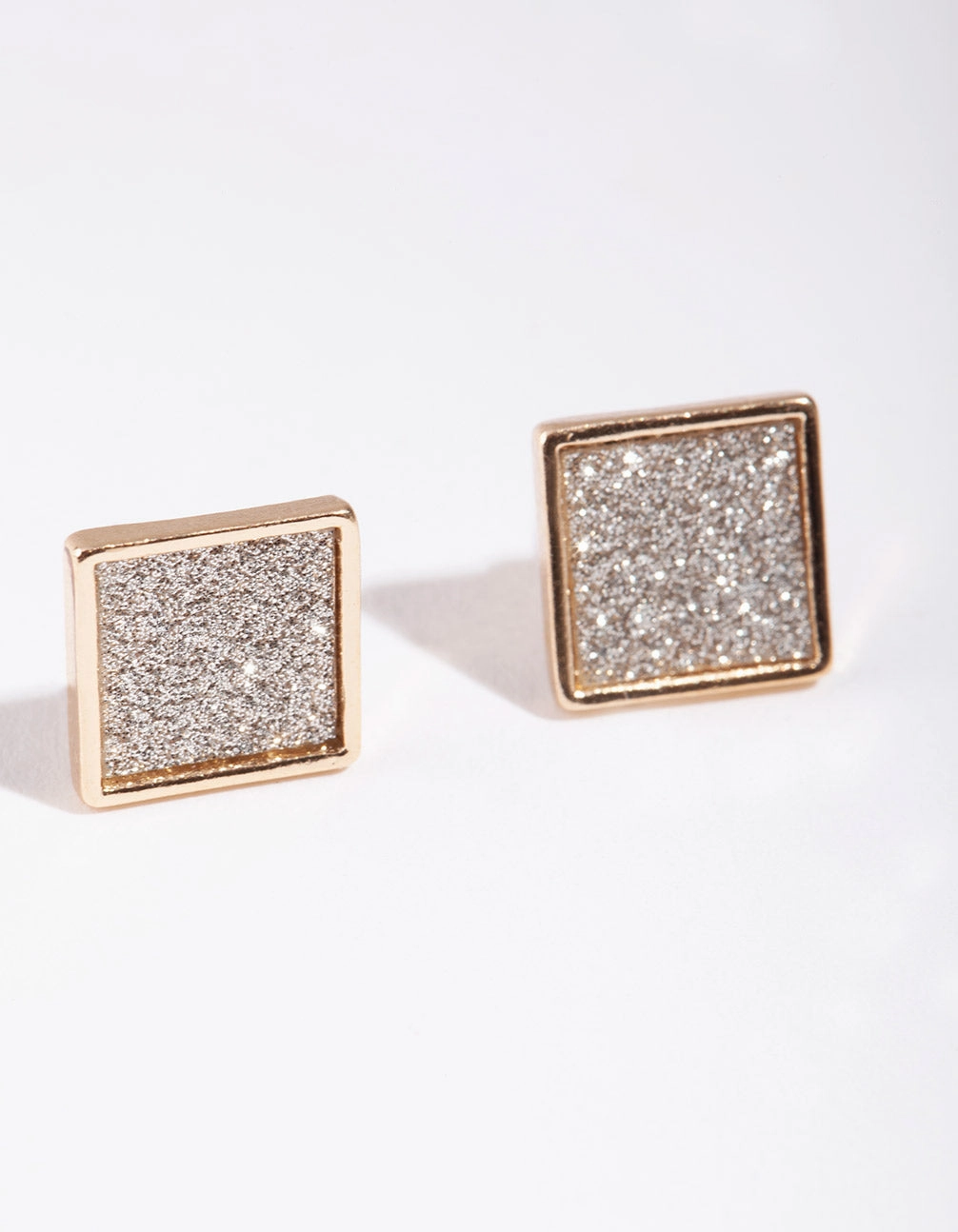 Modernist Adornment Chic Product Gold Glitter Paper Inlay Square Earrings