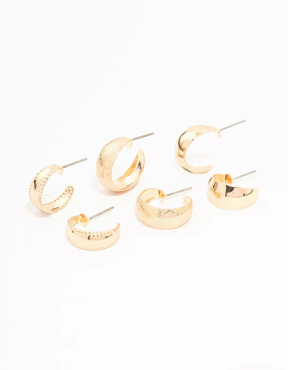 Gold Hammered & Teardrop Hoop Earrings 3-Pack Sophisticated Vibe Elegant Aesthetic