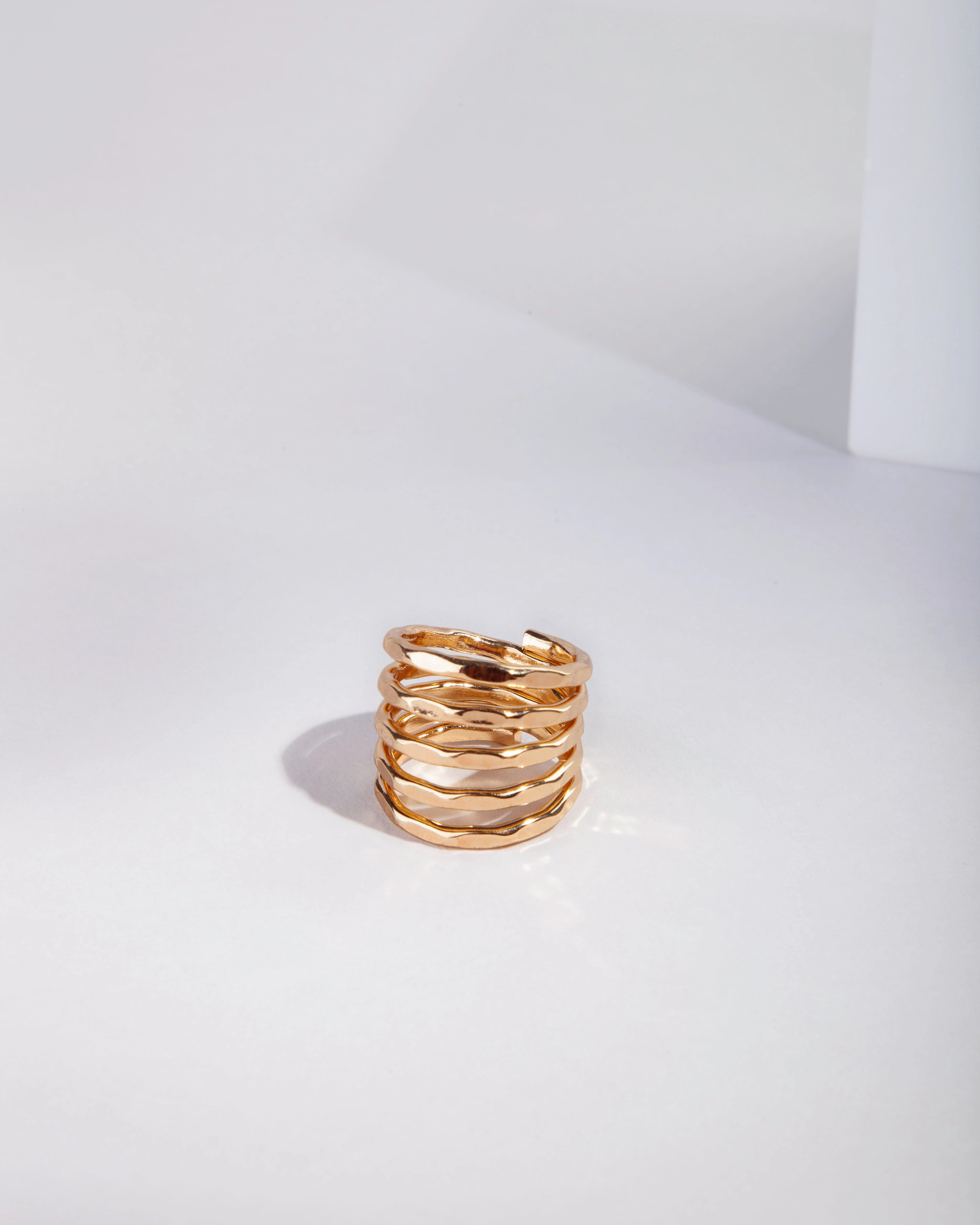 Gold Hammered Wrap Ring Artistic Item