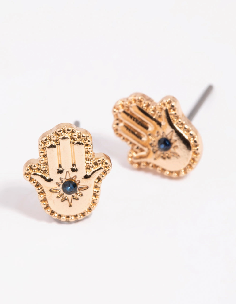 Gold Hamsa Hand Stud Earrings Retro accessory Shiny Design