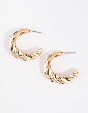 Gold Large Croissant Open Hoop Earrings Industrial Decoration Durable Vibe
