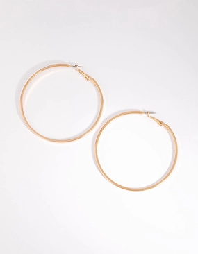 simple design Gold Large Flat Hoop Earrings
