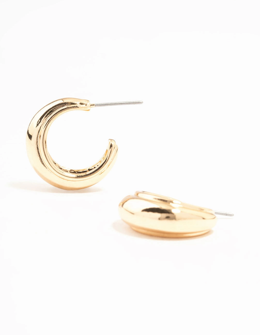 Gold Line Edge Small Hoop Earrings Glittering Essential
