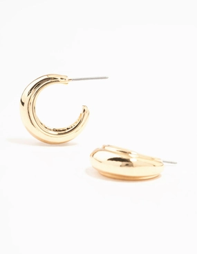 Gold Line Edge Small Hoop Earrings Glittering Essential