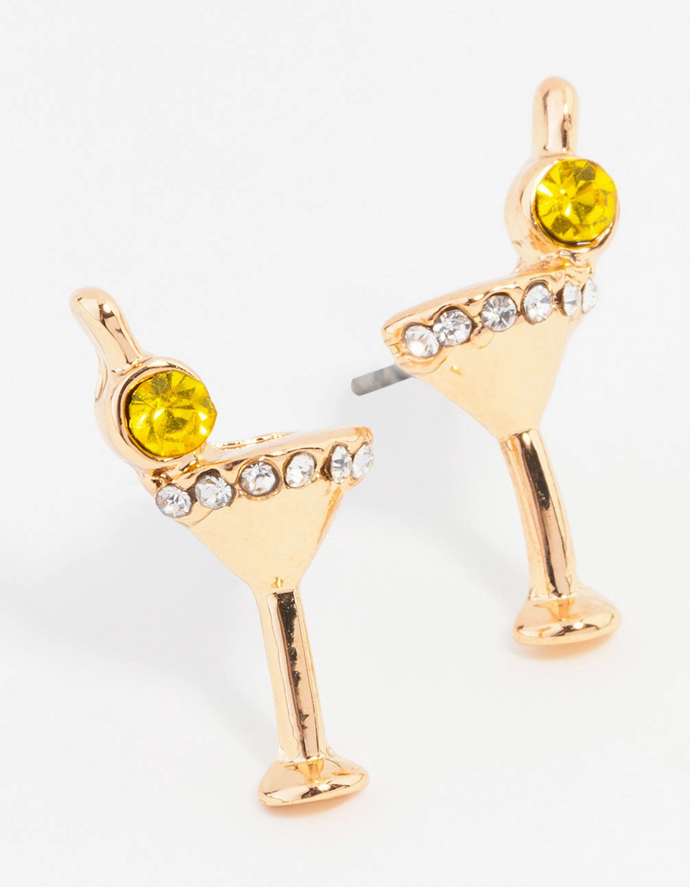 Timeless Adornment Gold Martini Glass Stud Earrings