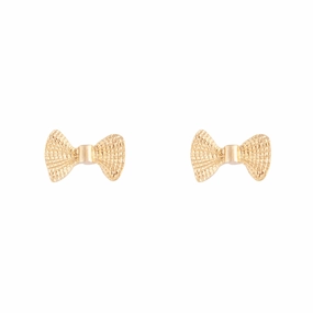 Gold Metal Bow Stud Earrings Petite Jewelry