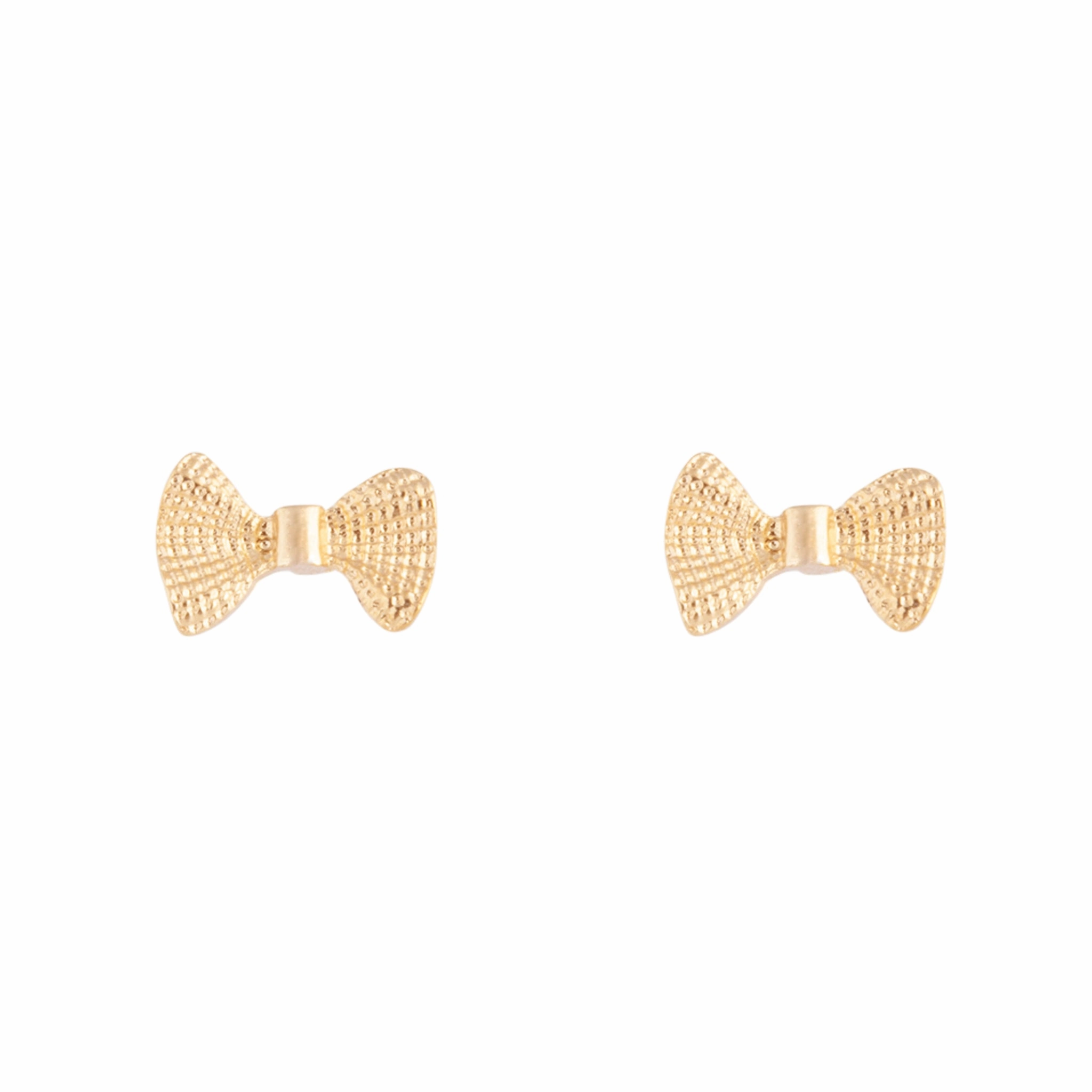 Gold Metal Bow Stud Earrings Petite Jewelry
