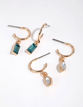 Gold Mixed Shape Hoop Earring Pack Affordable Feature Pretty Finish