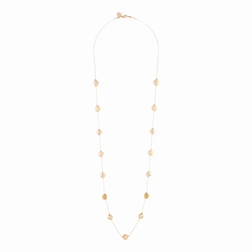 Fall Fashion Gold Multi Textured Bead Station Lariat Necklace