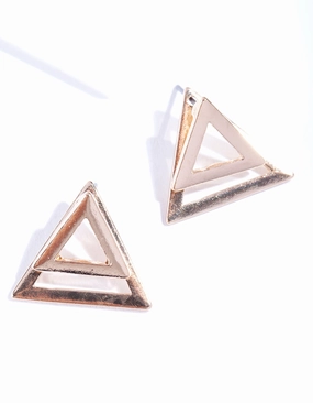 Gold Open Diamond Cutout Earrings Glittering Appearance Vintage-Inspired Item