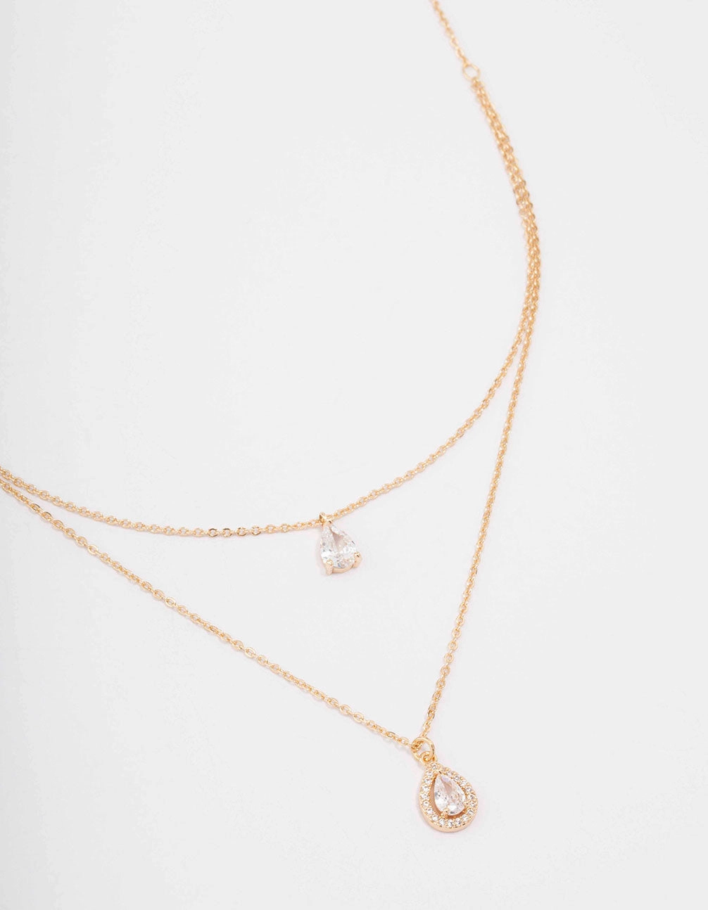 Best Gift Fashion Style Gold Pear Halo Layered Necklace