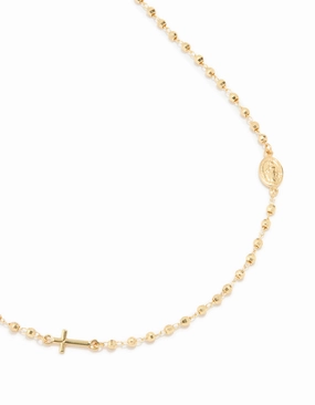 For Son Gold Plated Ball Chain Mary Cross Necklace