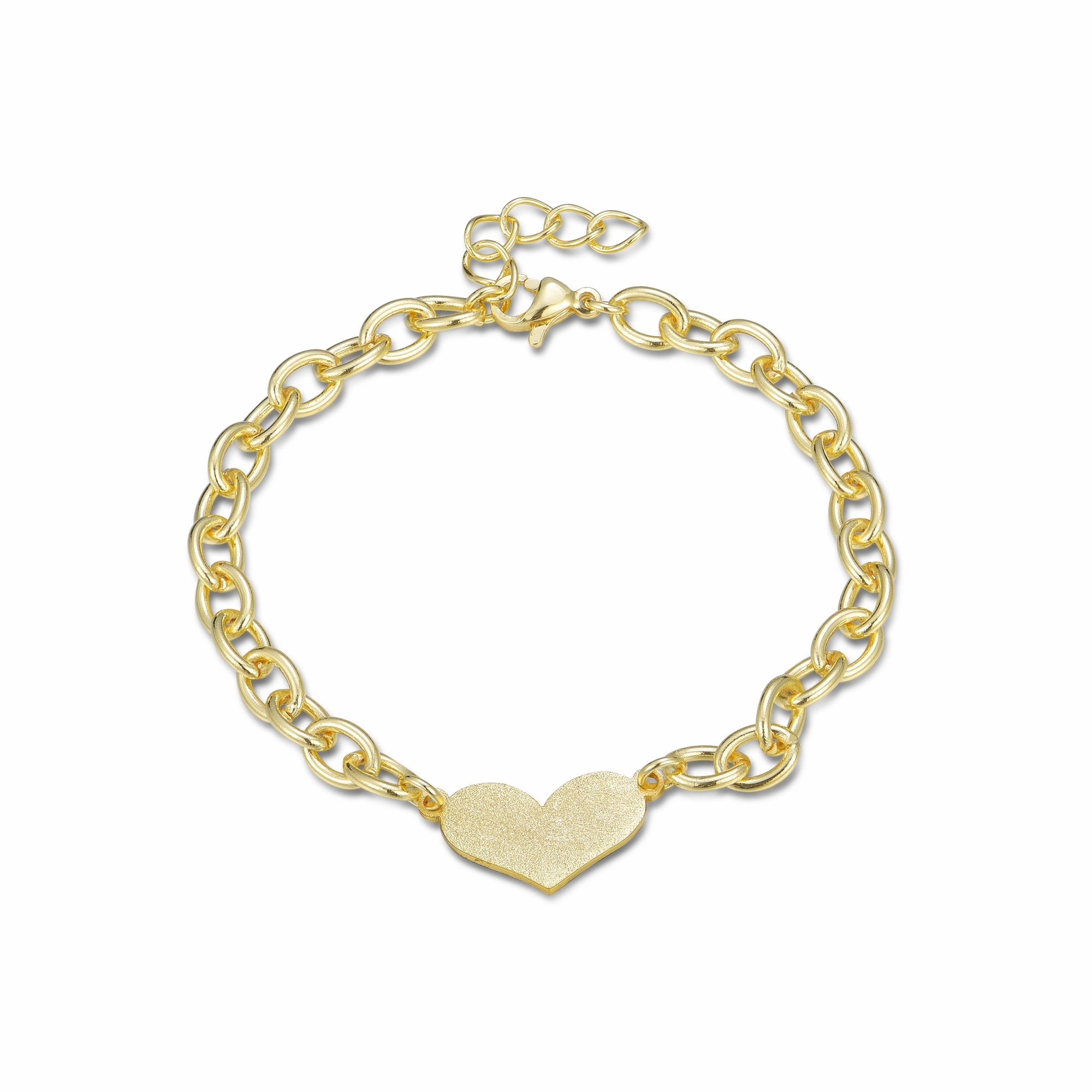 Cutting edge Gold Plated Brass Link Bracelet With Center Heart