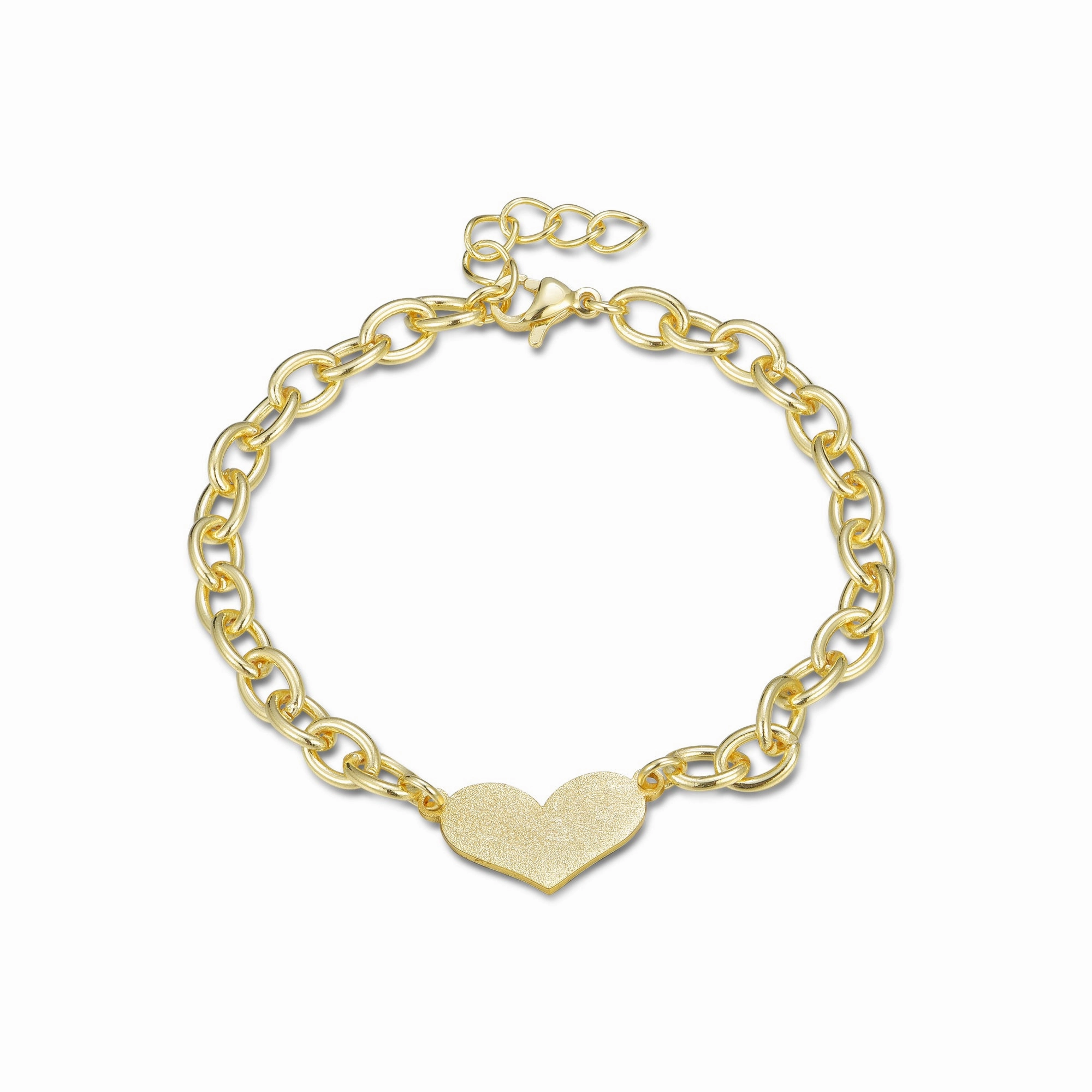 Subtle Change Stellar Reputation Gold Plated Brass Link Bracelet With Center Heart