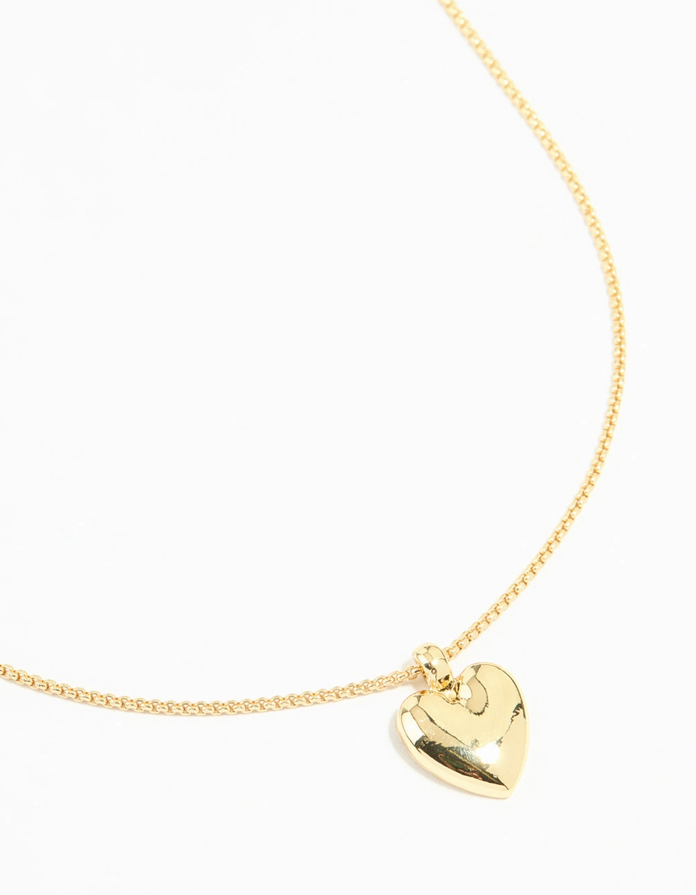 Gold Plated Brass Puffy Heart Pendant Necklace Lively Look Luxury piece