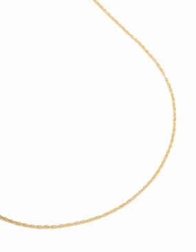 Gold Plated Brass Thin Twist Chain Necklace All weather Fashion Jewelry