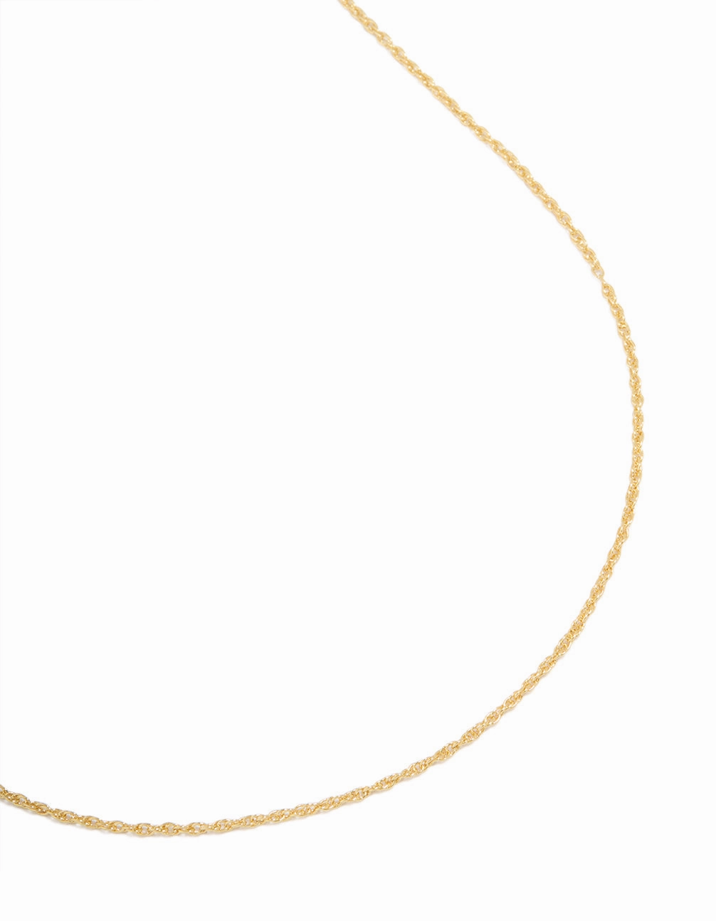 Gold Plated Brass Thin Twist Chain Necklace All weather Fashion Jewelry