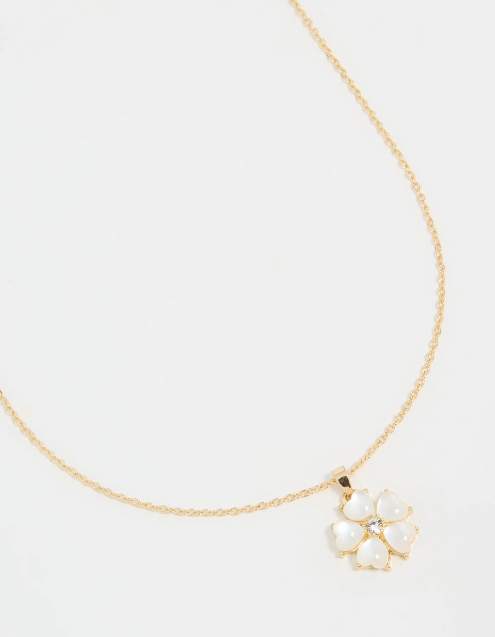 Gold Plated Catseye Flower Pendant Necklace Group Event Jewelry Beautiful Accessory