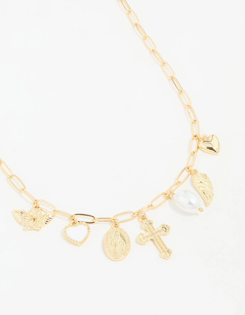 Gold Plated Cross & Pearl Charm Necklace Celebration Time Classic Touch