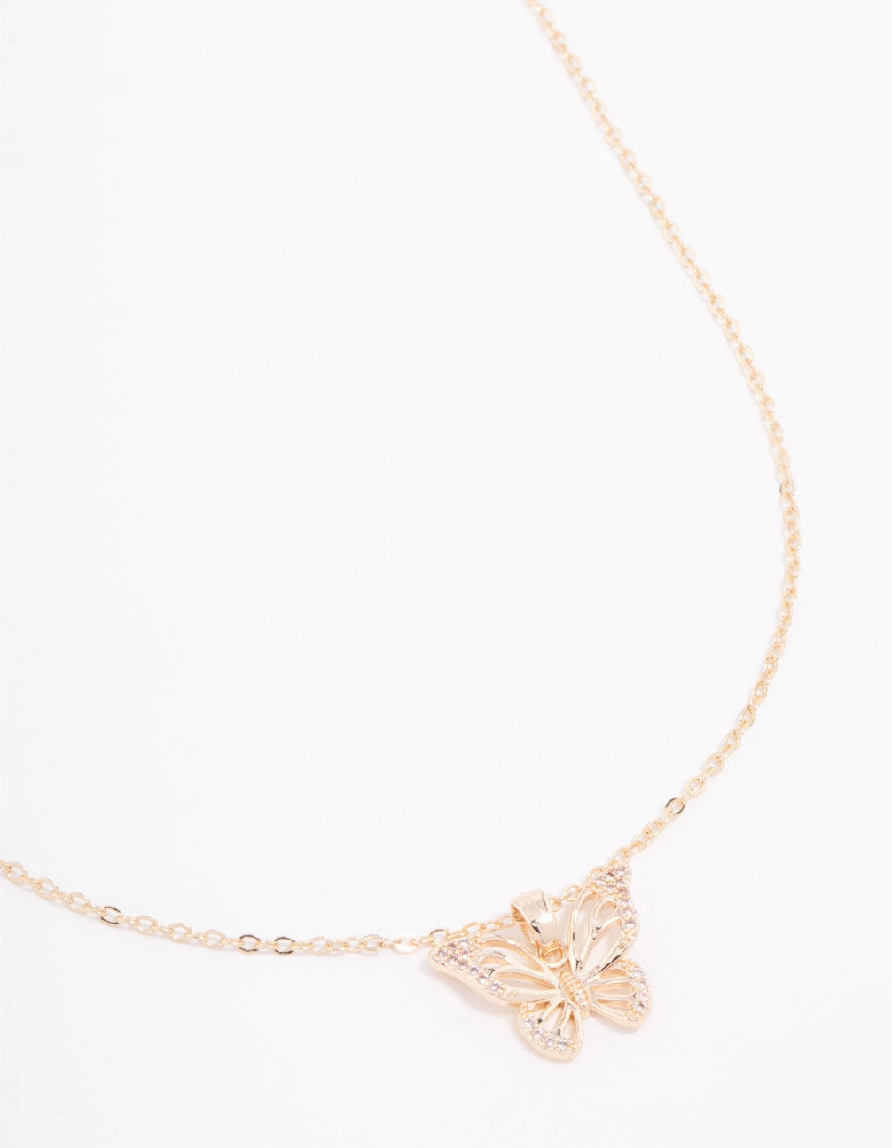 Anniversary Joy Gold Plated Cubic Zirconia Butterfly Necklace