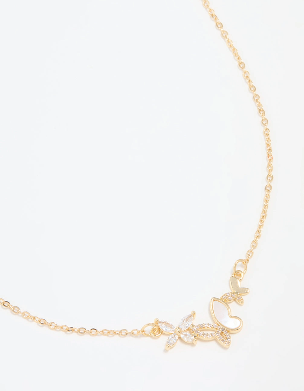 Enhancing Item Weekend Look Gold Plated Cubic Zirconia Butterfly Pendant Necklace